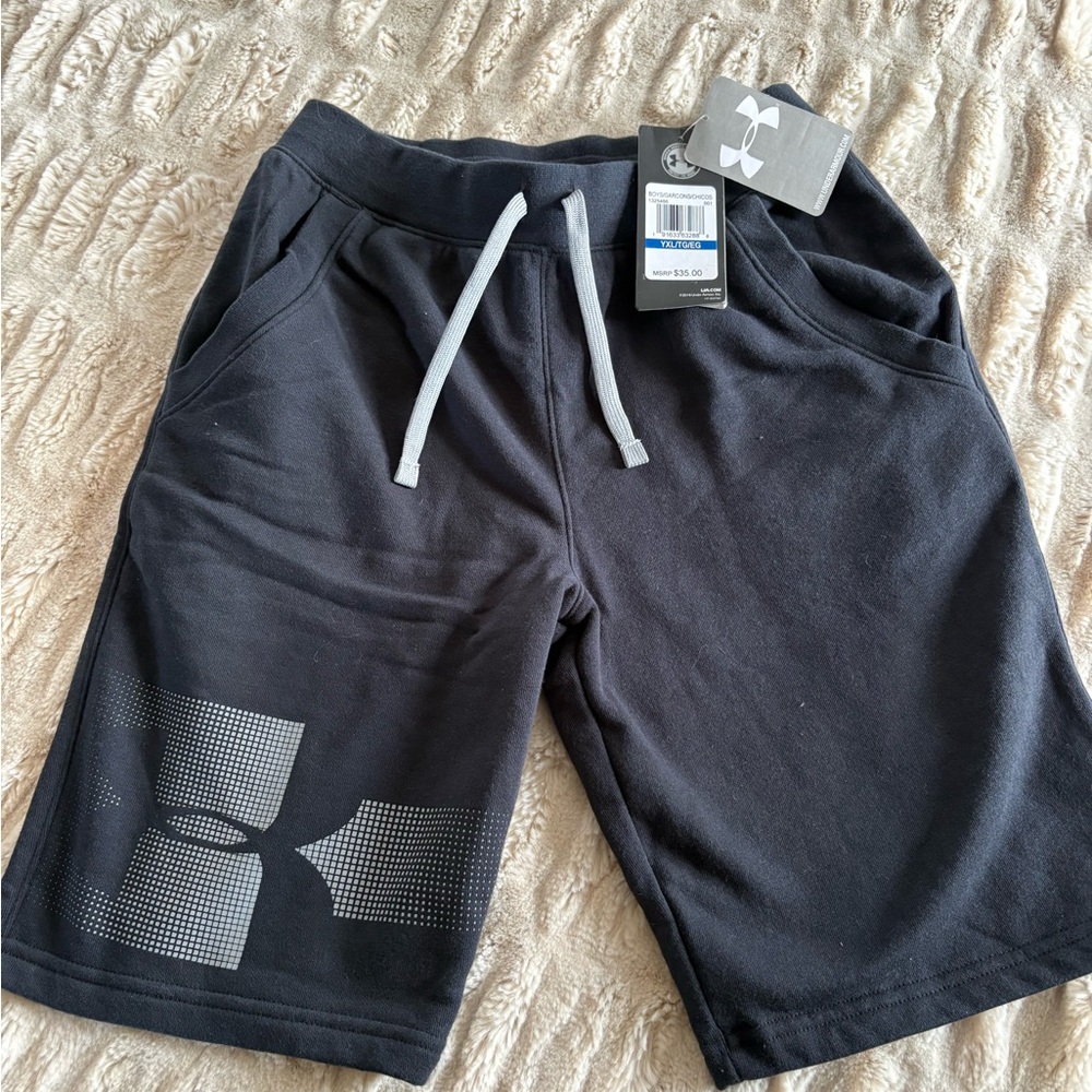 Under Armour Youth  Black Athletic Shorts with Drawstring - Youth xl